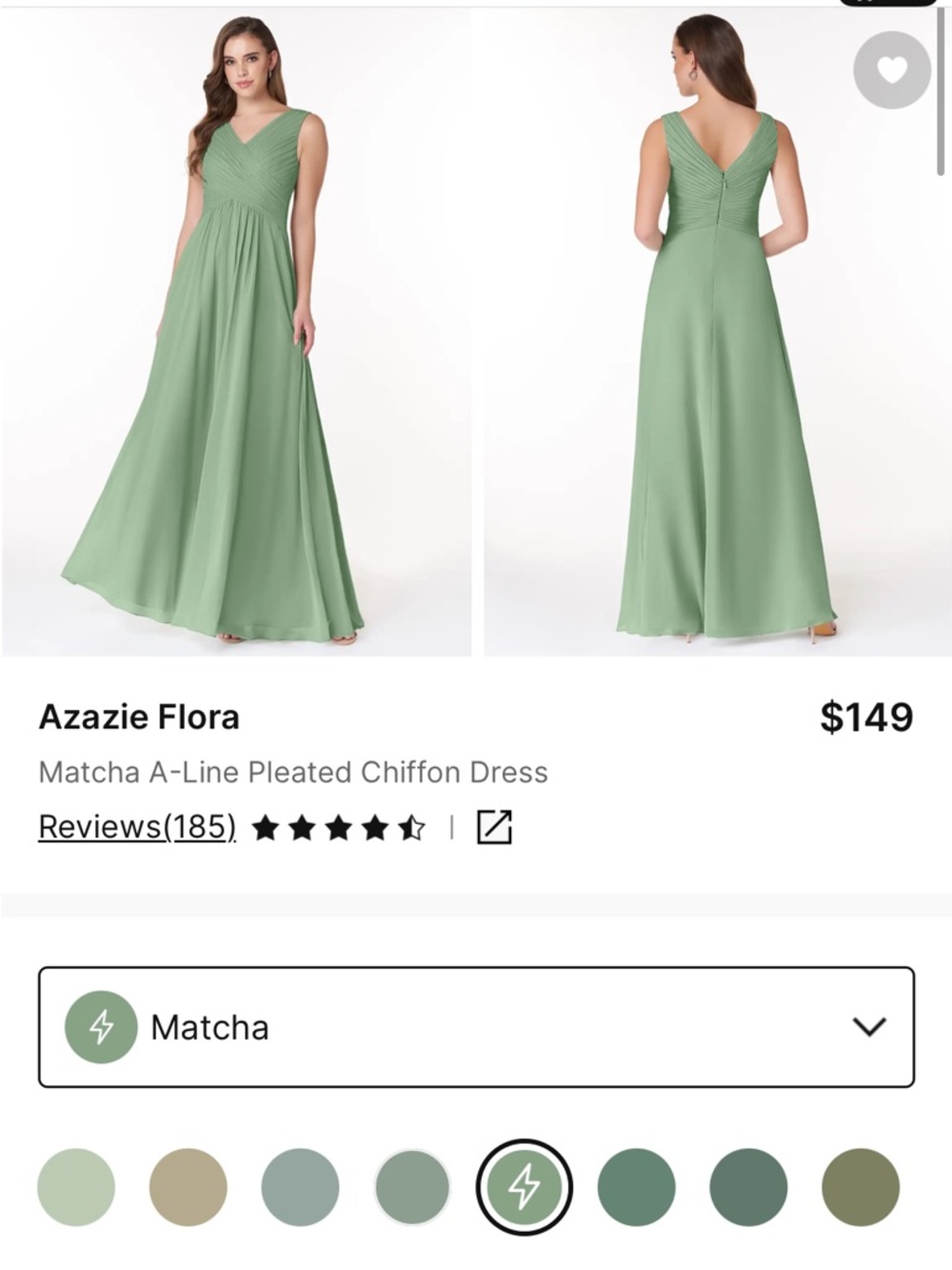 AZAZIE FLORA CHIFFON DRESS MATCHA A2